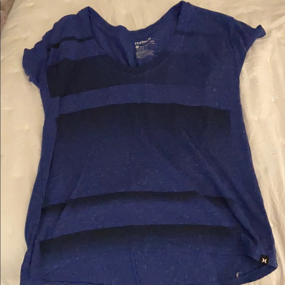 Hurley small blue and black stripped t shirt